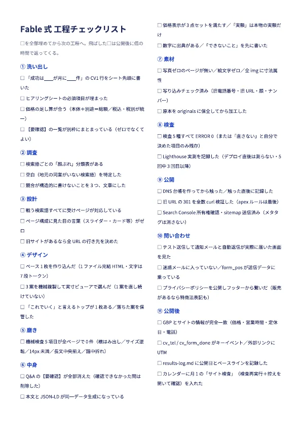 工程チェックリスト