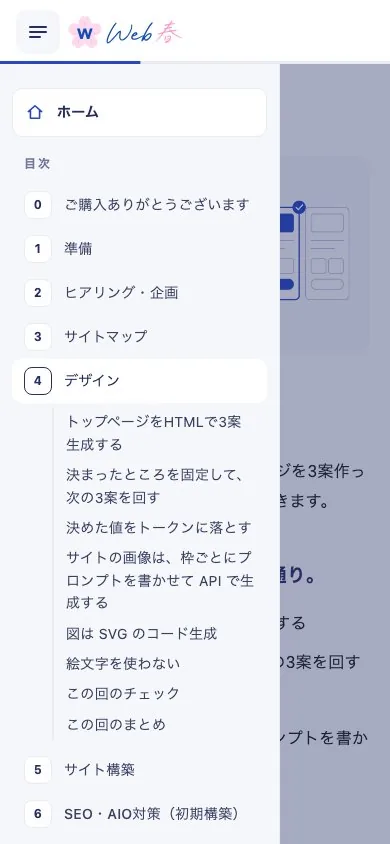 スマホでの目次