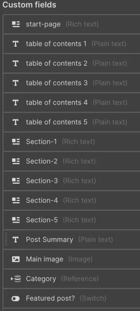 Adding per-section custom fields to the CMS