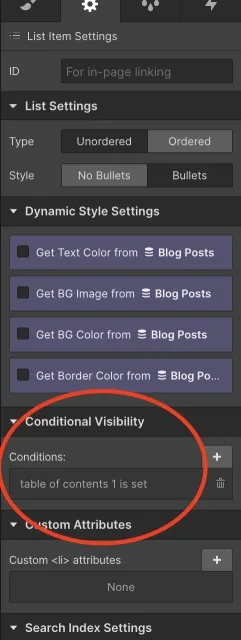 Where Conditional Visibility is configured