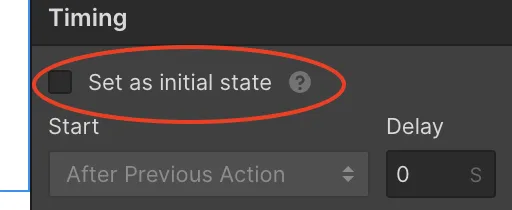 Set as initial stateで初期値を設定するチェックボックス