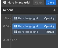 Opacityを0%→100%、Duration3秒に設定する画面