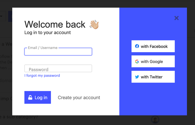 The Webflow Forum account creation screen