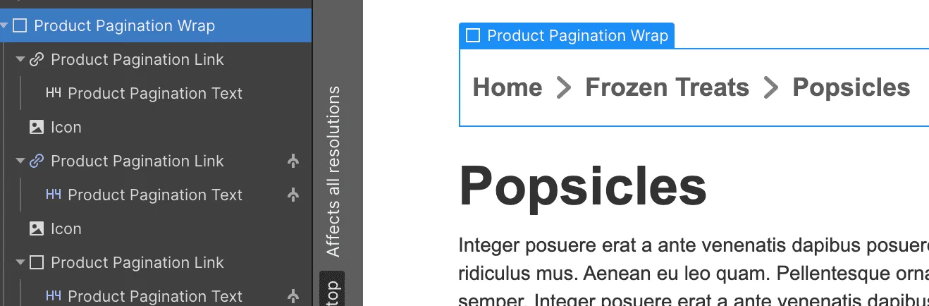 Copying the breadcrumb portion from Webflow's showcase
