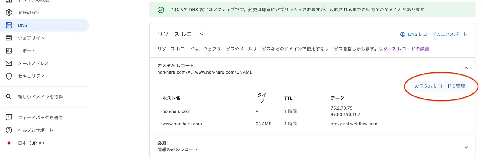 Adding Weglot's DNS record in a domain console