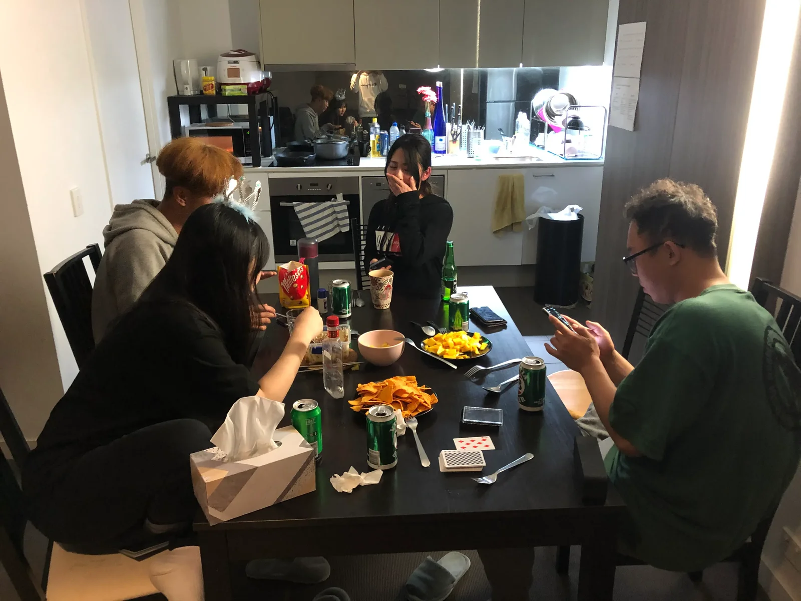 Socializing with housemates in a share house living room