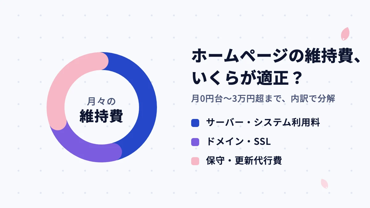 홈페이지 유지비 적정 금액은? 내역·시세와 0엔 구조【2026】